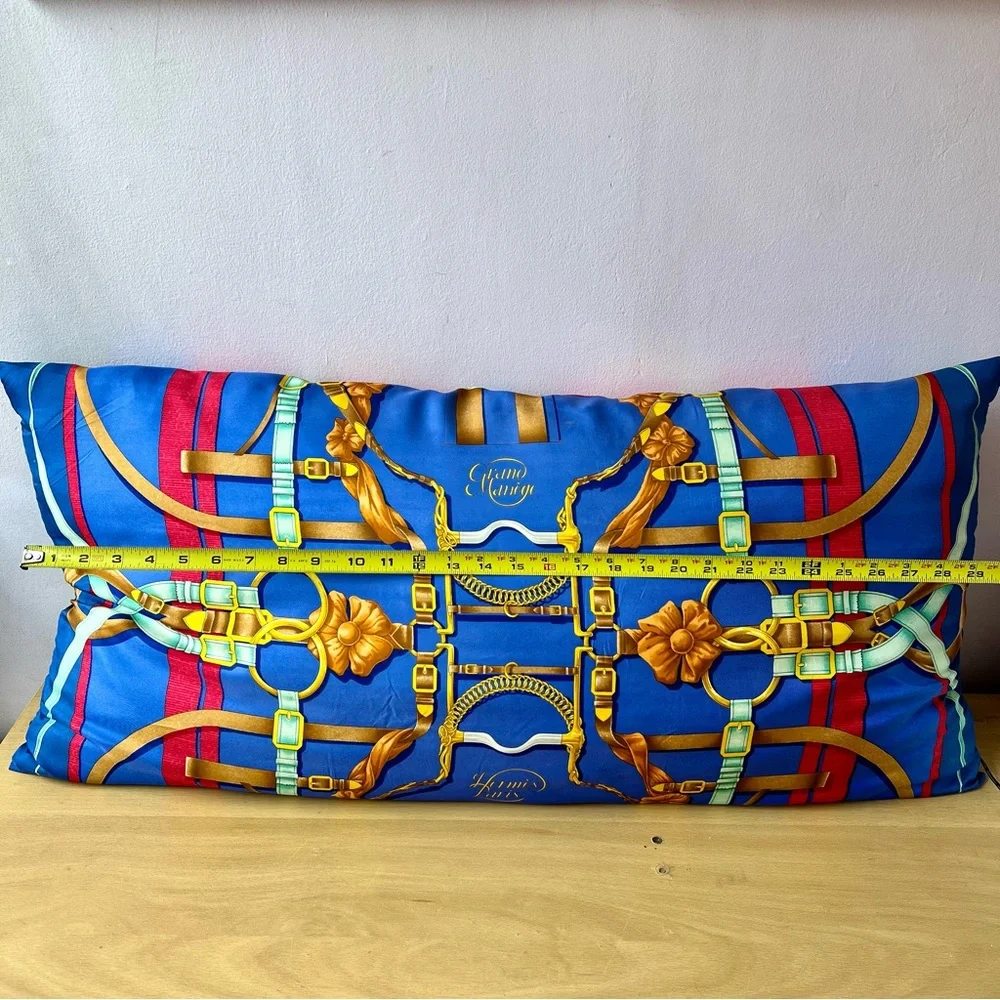 VINTAGE HERMES FRANCE LARGE OVERSIZED SILK CUSTOM MADE PILLOW ONE OF A KIND